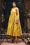 Buy_Gulabo Jaipur_Mustard Cambric, Cotton Square Neck Bhumi Anarkali Set _Online_at_Aza_Fashions