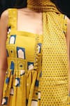 Gulabo Jaipur_Mustard Cambric, Cotton Square Neck Bhumi Anarkali Set _at_Aza_Fashions