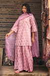 Buy_Gulabo Jaipur_Purple Cambric, Cotton Embroidery Round Neck Fiza Straight Kurta Set _at_Aza_Fashions