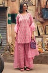Buy_Gulabo Jaipur_Pink Cambric Embroidery Round Neck Fiza Straight Kurta Set _Online_at_Aza_Fashions