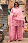 Gulabo Jaipur_Pink Cambric Embroidery Round Neck Fiza Straight Kurta Set _at_Aza_Fashions