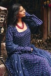 Shop_Gulabo Jaipur_Blue Cambric, Cotton Square Neck Umrao Anarkali Set _Online_at_Aza_Fashions