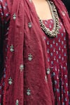 Buy_Gulabo Jaipur_Wine Cambric, Cotton Embroidery Square Neck Umrao Anarkali Set _Online_at_Aza_Fashions