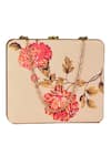 Shop_Nazaakat By Samara Singh_Off White Floral Print Clutch Purse _at_Aza_Fashions