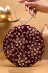 Buy Nazaakat By Samara Singh Maroon Embroidery Sequin Clutch Purse at Aza Fashions Buy_Nazaakat By Samara Singh_Maroon Embroidery Sequin Clutch Purse _at_Aza_Fashions