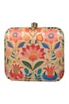 Shop_Nazaakat By Samara Singh_Multi Color Embroidery Floral Print Clutch Purse _Online_at_Aza_Fashions