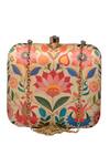 Shop_Nazaakat By Samara Singh_Multi Color Embroidery Floral Print Clutch Purse _at_Aza_Fashions