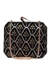 Shop_Nazaakat By Samara Singh_Black Embroidery, Sequins Clutch Purse _at_Aza_Fashions
