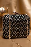Buy_Nazaakat By Samara Singh_Black Embroidery, Sequins Clutch Purse _at_Aza_Fashions