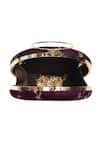 Nazaakat By Samara Singh_Maroon Embroidery Dark Clutch Purse _Online_at_Aza_Fashions