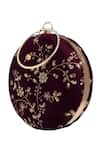 Buy_Nazaakat By Samara Singh_Maroon Embroidery Dark Clutch Purse _Online_at_Aza_Fashions