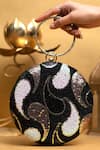 Buy_Nazaakat By Samara Singh_Black Sequins Embellished Round Clutch Purse _at_Aza_Fashions