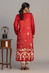 Shop_Prama By Pratima Pandey_Red Tissue, Chanderi Embroidery Round Neck Tunic _at_Aza_Fashions