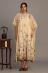 Buy_Prama By Pratima Pandey_Gold Chanderi, Tissue Embroidery Round Neck Light Tunic _at_Aza_Fashions