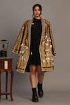 Buy_Prama By Pratima Pandey_Gold Chanderi, Tissue Embroidery Open Neck Jacket _at_Aza_Fashions