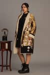 Prama By Pratima Pandey_Gold Chanderi, Tissue Embroidery Open Neck Jacket _Online_at_Aza_Fashions