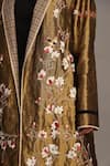 Prama By Pratima Pandey_Gold Chanderi, Tissue Embroidery Open Neck Jacket _at_Aza_Fashions