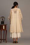 Shop_Prama By Pratima Pandey_Gold Chanderi, Tissue Embroidery Round Neck Light Tunic _at_Aza_Fashions