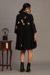 Shop_Prama By Pratima Pandey_Black Georgette Embroidery Round Neck Dress _at_Aza_Fashions