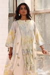 Prama By Pratima Pandey_Ivory Chanderi Embroidery Round Neck Floral Tunic _Online_at_Aza_Fashions