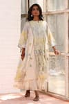 Buy_Prama By Pratima Pandey_Ivory Chanderi Embroidery Round Neck Floral Tunic _at_Aza_Fashions