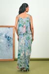 Shop_Sage Saga_Gray Chiffon, Crepe, Silk Tassels Round Neck Holly Printed Top And Dhoti Skirt Set _at_Aza_Fashions