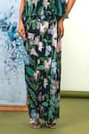 Shop_Sage Saga_Blue Silk, Chiffon, Crepe Tassels Scoop Neck Floral Print Top And Dhoti Skirt Set _Online_at_Aza_Fashions