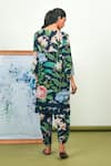 Shop_Sage Saga_Blue Crepe, Chiffon V-neck Floral Print Kurta Pant Set _at_Aza_Fashions