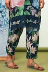 Buy_Sage Saga_Blue Crepe, Chiffon V-neck Floral Print Kurta Pant Set 