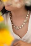 Do Taara_Gold Plated Floral Polki Necklace _Online_at_Aza_Fashions