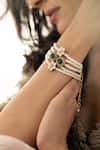 Buy_Do Taara_Green Pearls, Crystals Polki Bracelet _at_Aza_Fashions