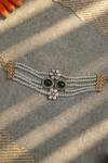 Shop_Do Taara_Green Pearls, Crystals Polki Bracelet _at_Aza_Fashions