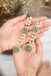 Buy_Do Taara_Green Pearls, Stones Statement Mint Earrings _Online_at_Aza_Fashions
