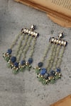 Shop_Do Taara_Blue Lace, Stones Mint Kundan Earrings _Online_at_Aza_Fashions