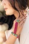 Do Taara Pink Imitation Gemstones Hathphool Bracelet at Aza Fashions Do Taara_Pink Imitation Gemstones Hathphool Bracelet _at_Aza_Fashions