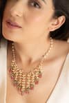 Buy_Do Taara_Pink And Pearls Necklace _at_Aza_Fashions