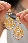 Shop_Do Taara_Multi Color Stones Multicolored Kundan Earrings _at_Aza_Fashions