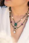 Do Taara_Green Polki Necklace _Online_at_Aza_Fashions