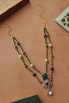 Shop_Do Taara_Green Polki Necklace _at_Aza_Fashions