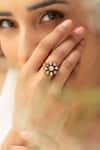 Buy_Do Taara_Gold Plated Diamonds Floral Polki Ring _at_Aza_Fashions