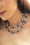 Do Taara_Purple Crystals, Stones Necklace Set _Online_at_Aza_Fashions