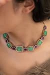 Buy_Do Taara_Mint Cubic Zirconia Embellished Choker _Online_at_Aza_Fashions