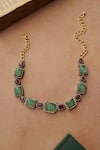 Shop_Do Taara_Mint Cubic Zirconia Embellished Choker _at_Aza_Fashions