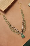 Shop_Do Taara_Green Mint Polki Necklace _at_Aza_Fashions