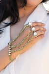 Do Taara_Green Diamonds Mint Polki Hathphool Bracelet _Online_at_Aza_Fashions