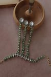 Shop_Do Taara_Green Diamonds Mint Polki Hathphool Bracelet _at_Aza_Fashions
