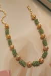 Shop_Do Taara_Green Mint And Embossed Balls Necklace _at_Aza_Fashions