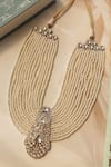 Shop_Do Taara_Gold Plated Polki And Pearl Necklace _Online_at_Aza_Fashions