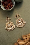 Shop_Do Taara_Gold Plated Pearls Kundan And Earrings _at_Aza_Fashions