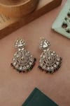 Shop_Do Taara_Multi Color Stones, Diamonds Victorian Polki Earrings _at_Aza_Fashions